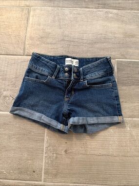 Abercrombie & Fitch Dark Blue Rolled Cuff Denim Shorts
